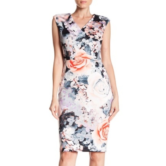 Modern American Designer | V-Neck Scuba Sheath 14 - Picture 2 of 3